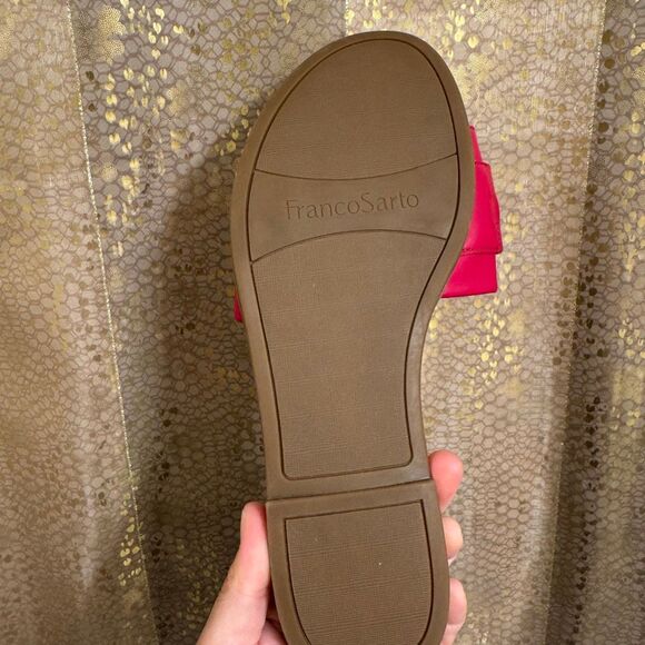 Franco Sarto mandy Slip On Silver Hardware Dark Pink Sandals 8.5 - Picture 4 of 7